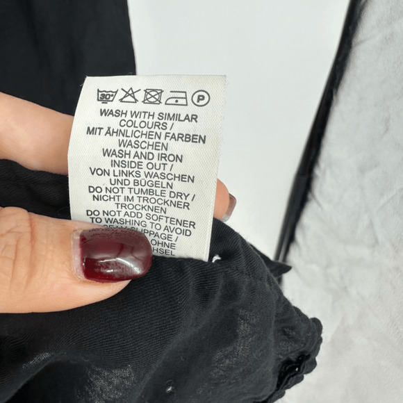 By-Bar Amsterdam Womens Mini Dress Sz M Black Gauze Cotton Snap Front Minimalist - Picture 4 of 10